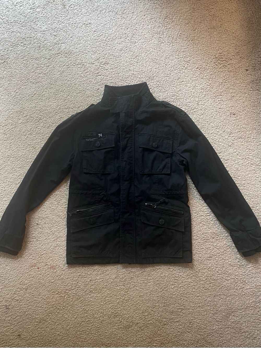 black fox racing w blue flannel lined collar jacket size L